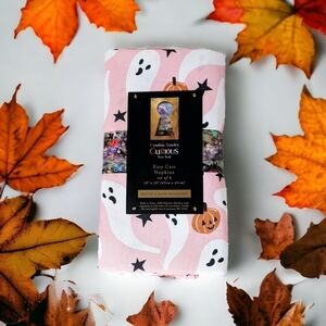 Cynthia Rowley Halloween Pink and White Ghost Print Napkins
